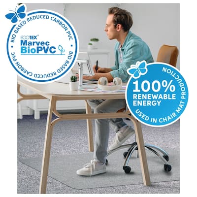 Floortex® Ecotex® BioPVC Eco Friendly Carbon Neutral PVC Chair Mat for Carpet - 29" x 47"
