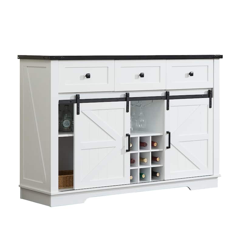 Ukuowu Farmhouse Buffet Cabinet with Storage for Kitchen, Dining Room, Reclaimed Barnwood - White