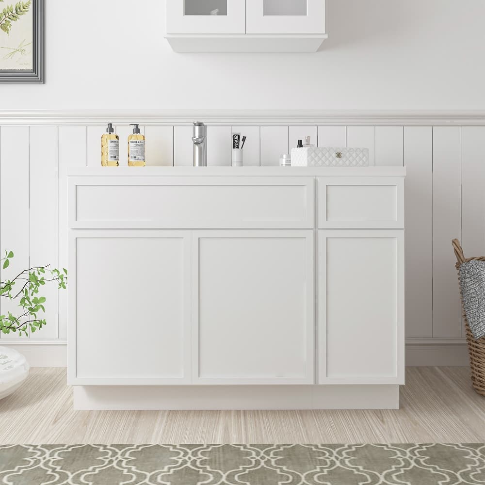 Vanity Art 48" Birch Freestanding Bathroom Vanity Cabinet without Top