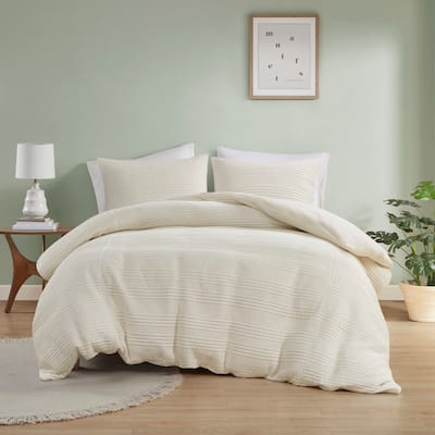 Urban Habitat Sawyer Ivory 3 Piece Knitted Jersey Duvet Cover Set