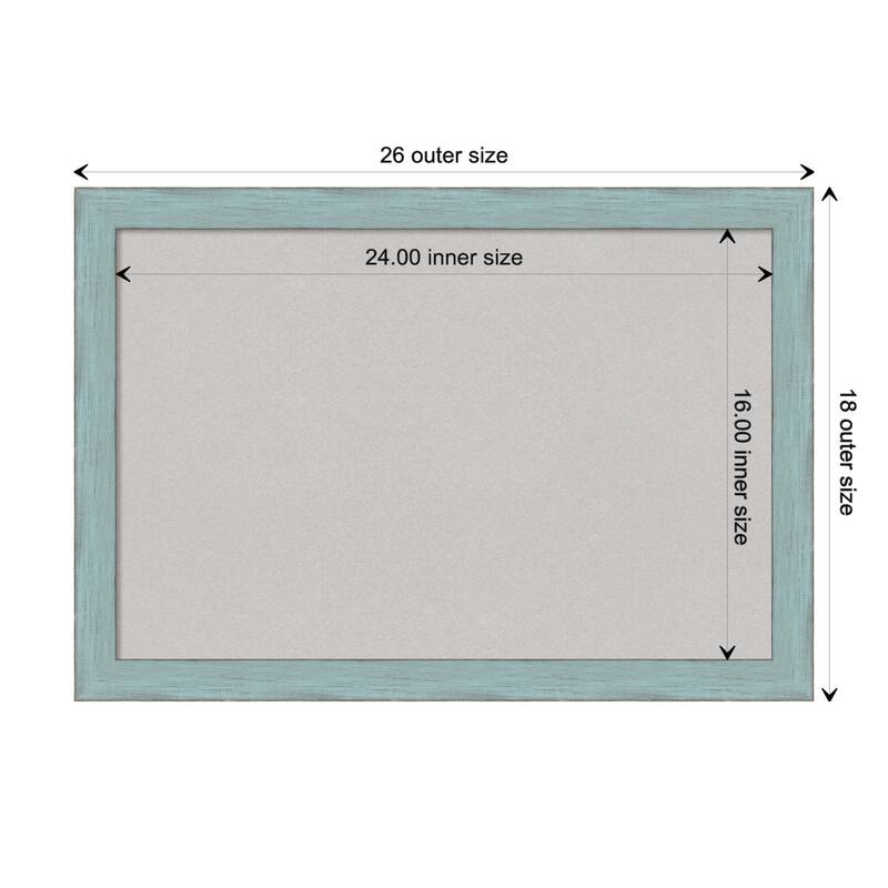 Sky Blue Rustic Wood Framed Grey Corkboard Bulletin Board - Board Size 24x16