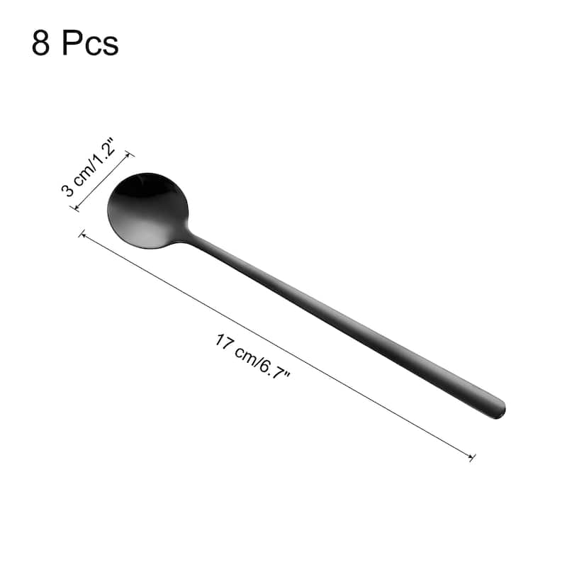 8pcs Espresso Spoons Stainless Steel Round Coffee Spoon - Black - 6.7 Inch