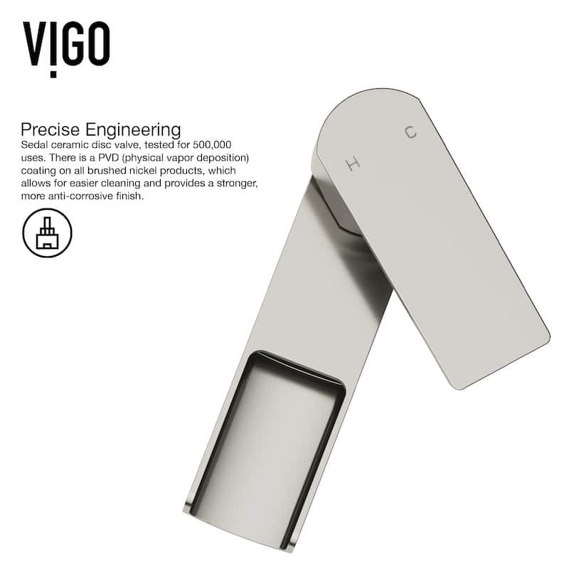 VIGO Amada 10" H Single Handle Single Hole Bathroom Vessel Faucet - 5.38"L x 1.88"W x 10.375"H