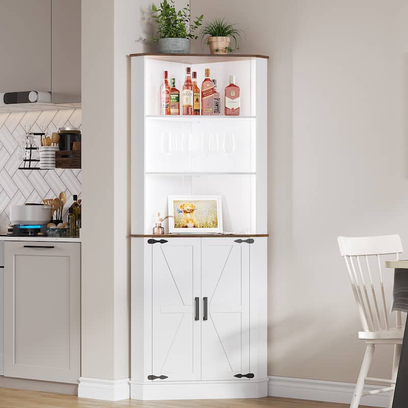 66" Tall Corner Cabinet With Led Light