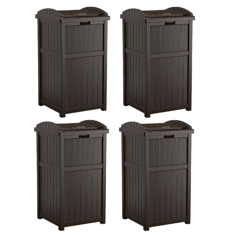 Suncast 30 Gallon Hideaway Trash Waste Bins for Outdoor, Cyberspace (2 Pack) - Brown - 4 Pack