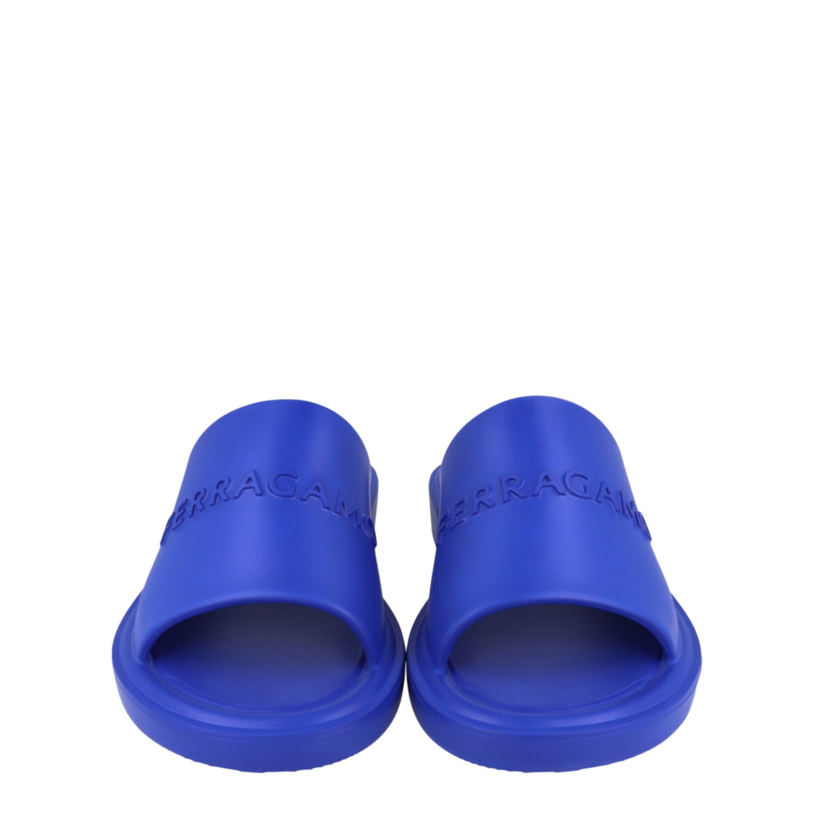 Ferragamo Giuneva Rubber Sandal, Blue Ferragamo Mens Giuneva Logo Embossed Slides – Bluefly main image 2