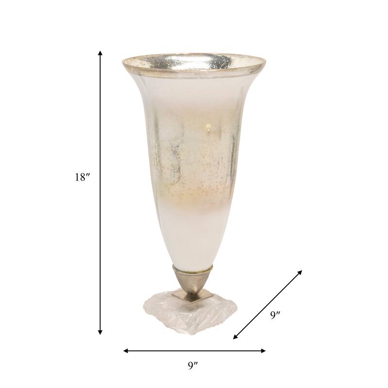 Sagebrook Home Neutral Glass Silver Textured Vase with Acrylic Base