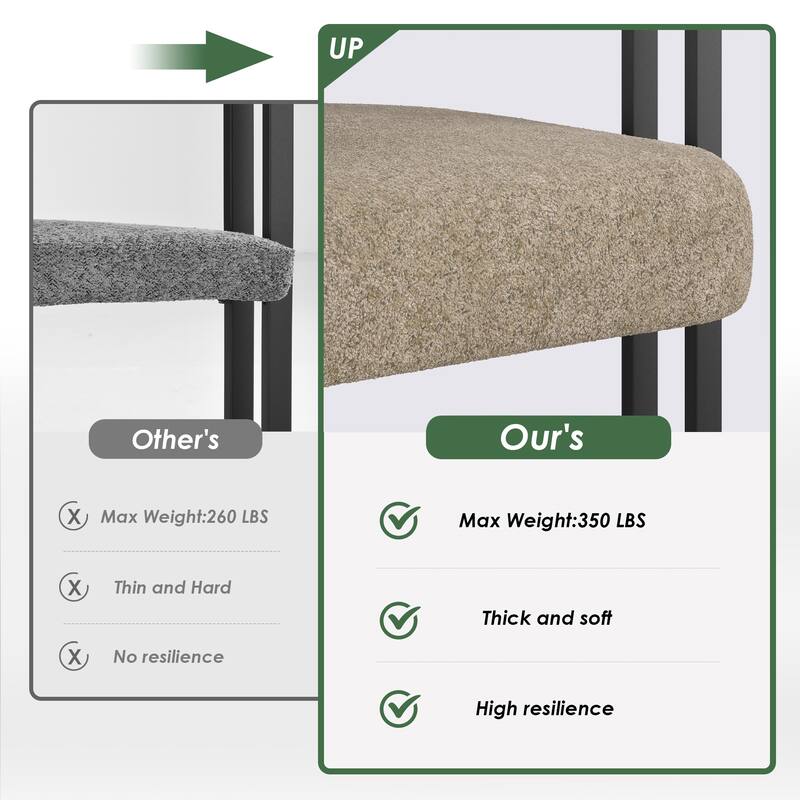 Set of 2 Upholstered Dining Arm Chairs, Bouclé Fabric Accent Chairs with Metal Frame, with Cushioned Seat & Back