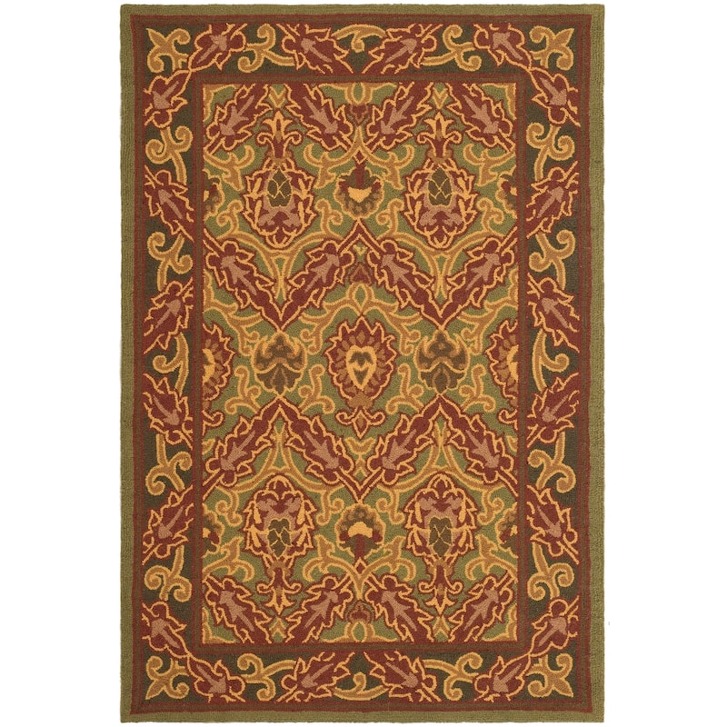 SAFAVIEH Handmade Chelsea Szerena French Country Wool Rug - 3' 9" x 5' 9" - Green