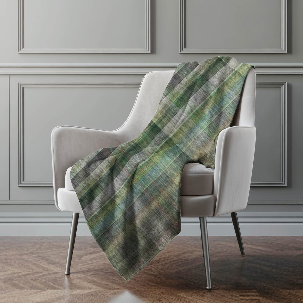 Premium Machine Washable Modern Plaid Sherpa Throw Blanket