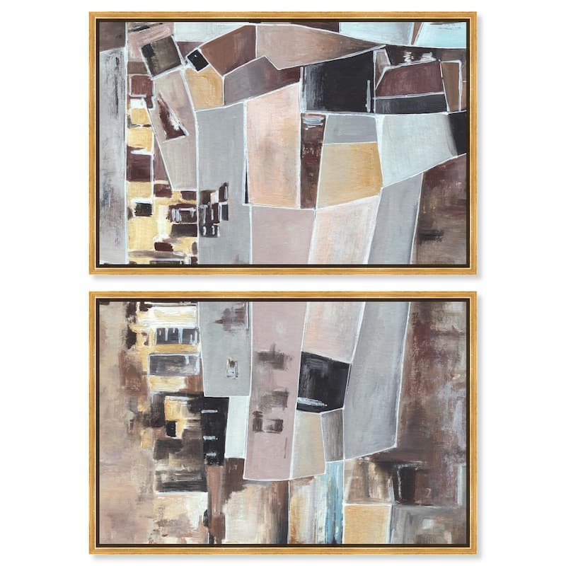 Wall Fragments Canvas Set of 2 by Art Remedy - 24" x 16" - Gold