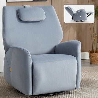 Swivel and Rocker Power Recliner Chair with Lumbar and Neck Support ...