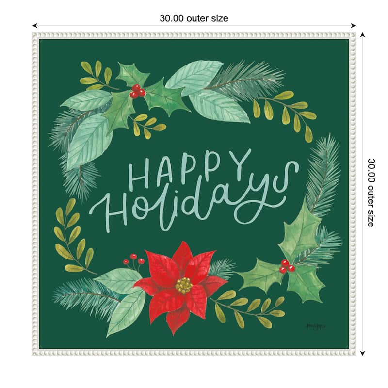 Holly and Pine II Holidays by Jenaya Jackson Framed Canvas Wall Art Print - 30 x 30 in