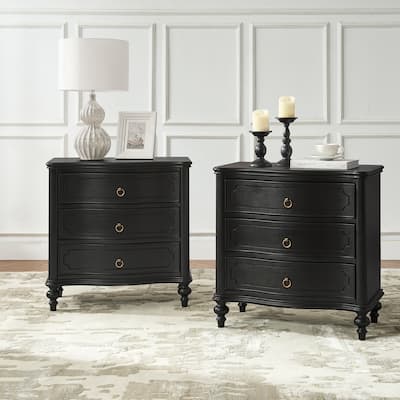 Alois Traditional 3-Drawer Nightstand with Solid Wood Spindle Legs Set of 2 by HULALA HOME