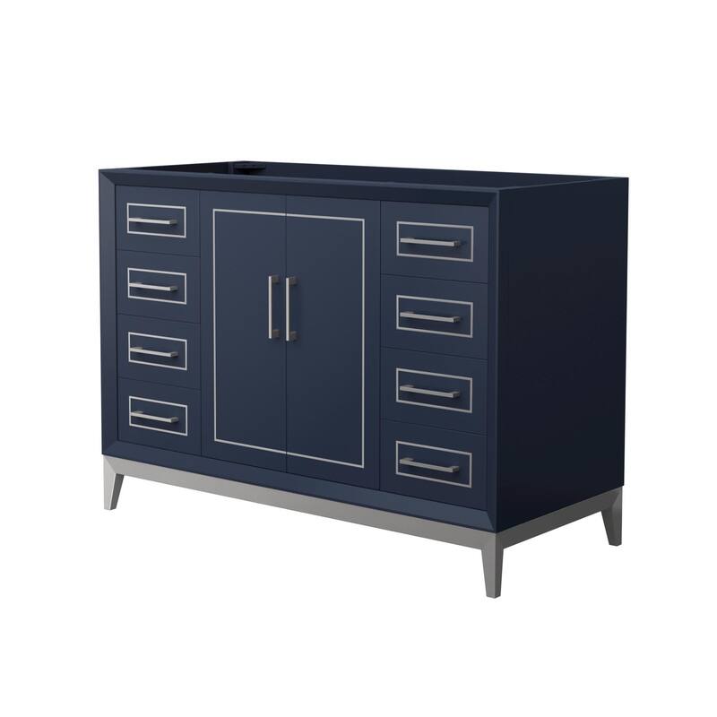 Wyndham Collection WCH515148S-CXSXX-MXX Marlena 48" Single Free - Dark Blue / Brushed Nickel Hardware