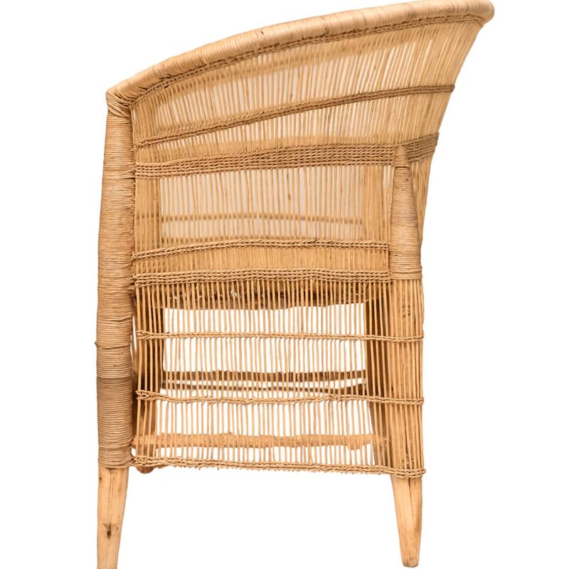 100% Solid Wood Frame Handwoven Natural Rattan Indoor Chair, Boho Farmhouse Accent Seating