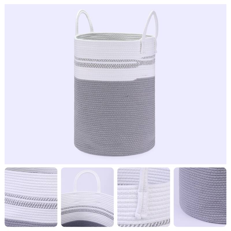 Woven Storage Bin with Handles, Shelf Closet Storage Basket Organizer Bin for Blankets, Clothes, Shoes in Living Room Home Decor