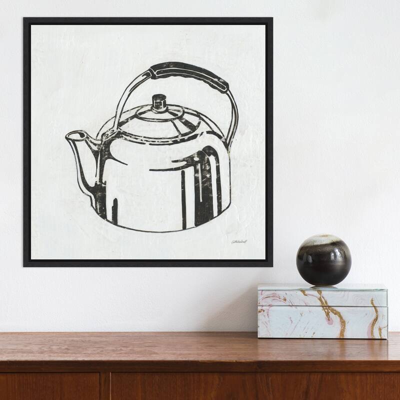 Retro Tea Kettle (Kitchen) by Kathrine Lovell (16 x 16 in.), Framed