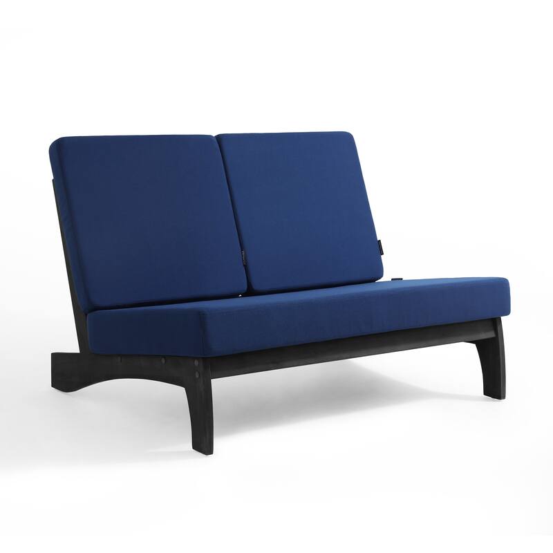 Casual Teak Outdoor Patio Conversation Set with Cushioned Sofa Loveaseat