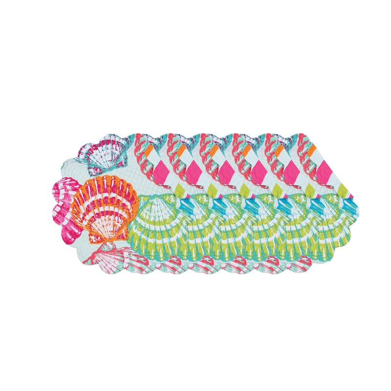 Merritt Island Coastal Sea Life Cotton Quilted Round Reversible Placemat Set of 6 - Set of 6