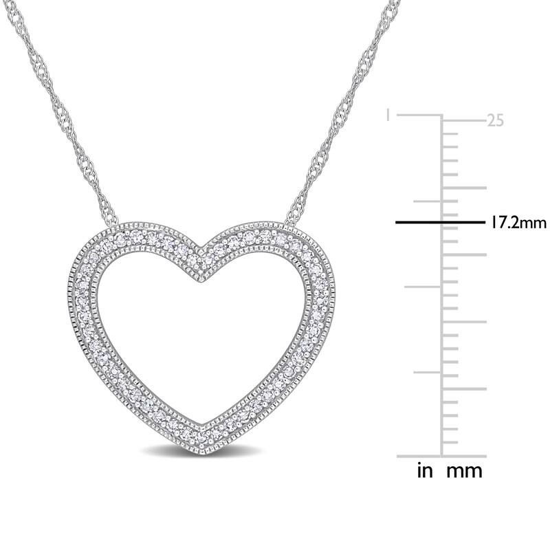 Miadora 14k White Gold 1/4ct TDW Diamond Open Heart Necklace