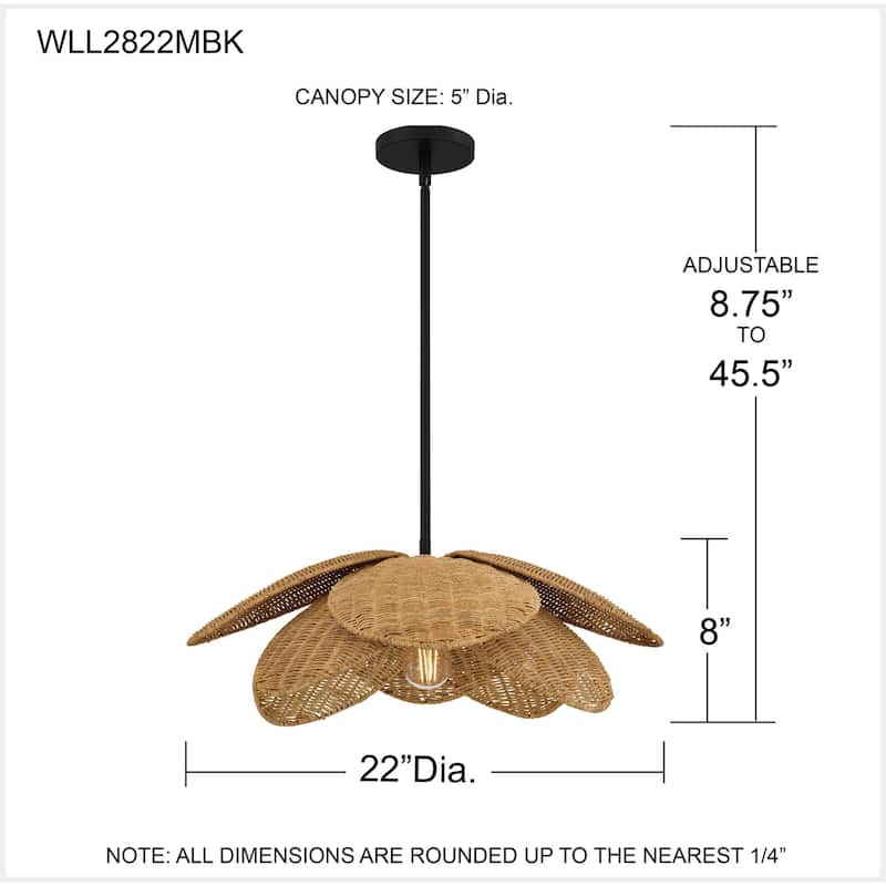 Willa 1-Light Matte Black Pendant