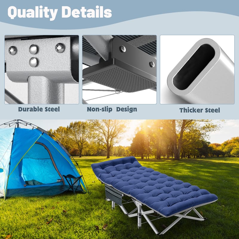 DoCred Folding Camping Bed Cot for Adults, Guest Bed with Mattress