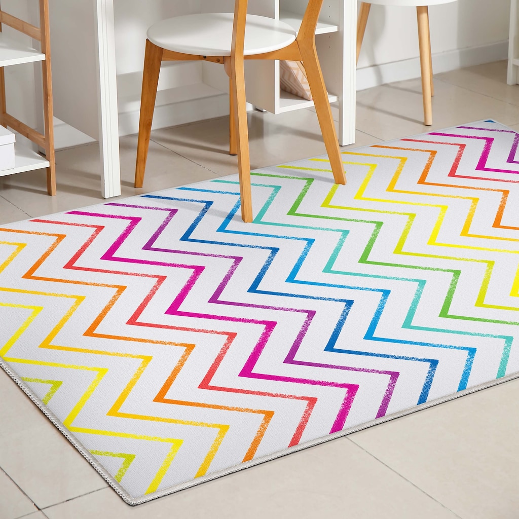 Crayola Zig Zag Multicolor Chevron Area Rug By Well Woven