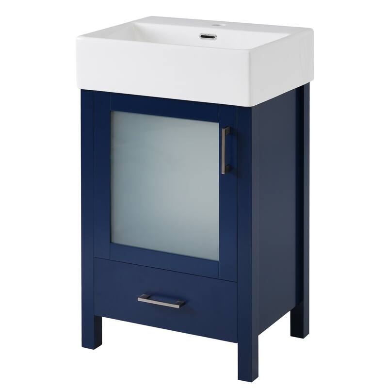 20-Inch Bathroom Vanity with Ceramic Sink & Storage - Space-Saving Freestanding Cabinet for Small Bathrooms