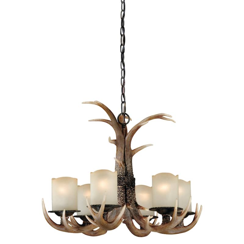 Chandelier 6 Light Bronze Farmhouse Pendant Lighting Fixture - 19.5