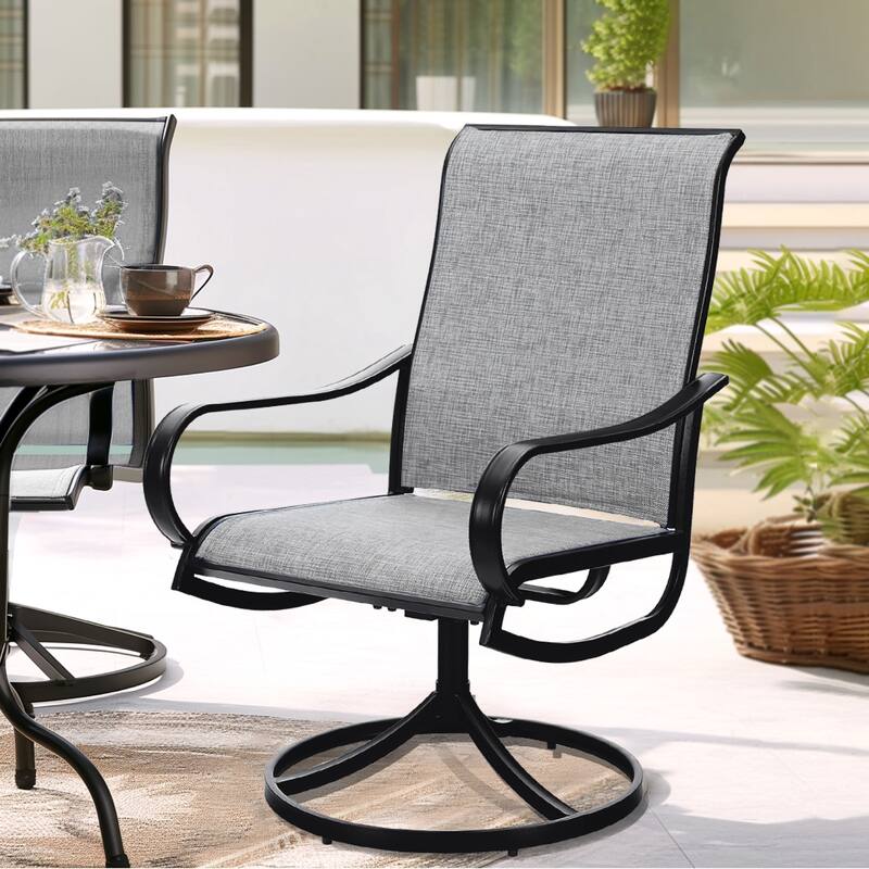 MAISON ARTS 7-piece Patio Dining Set with Textilene Swivel Chairs