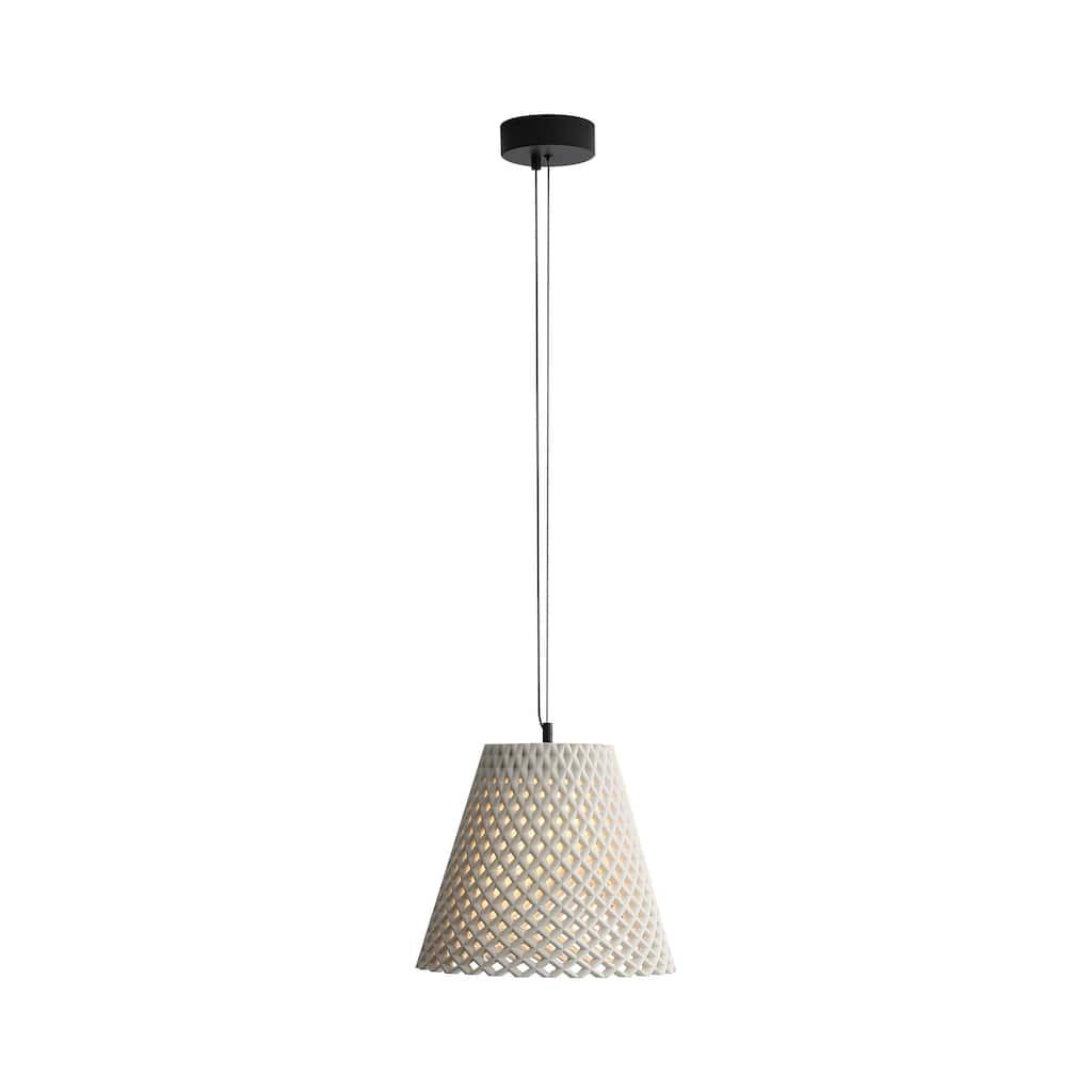Clarus 14" LED Pendant in White Sandstone Cement - Black