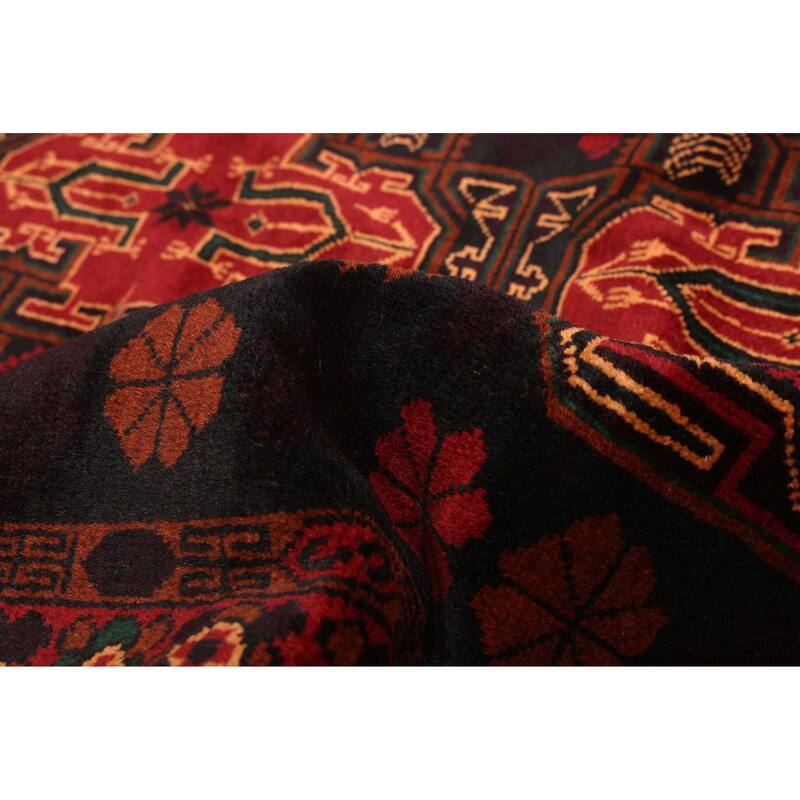 ECARPETGALLERY Hand-knotted Teimani Black, Red Wool Rug - 3'10 x 6'3