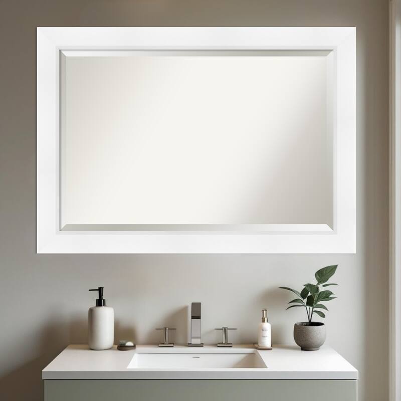 Sloped Beveled Framed Bathroom Vanity Wall Mirror