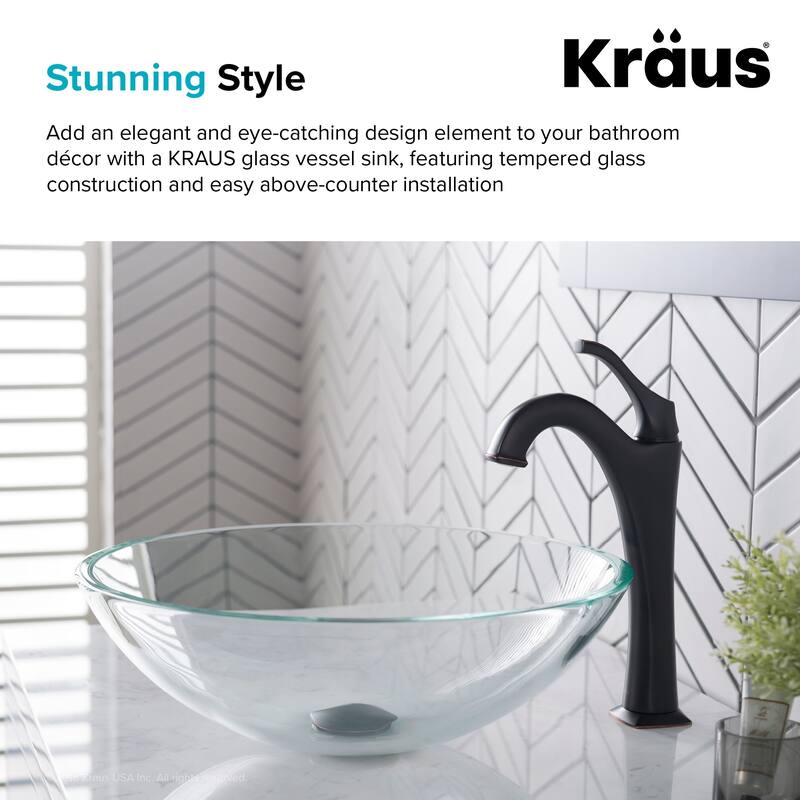 Kraus 16-1/2" Clear Glass Vessel Bathroom Sink Only