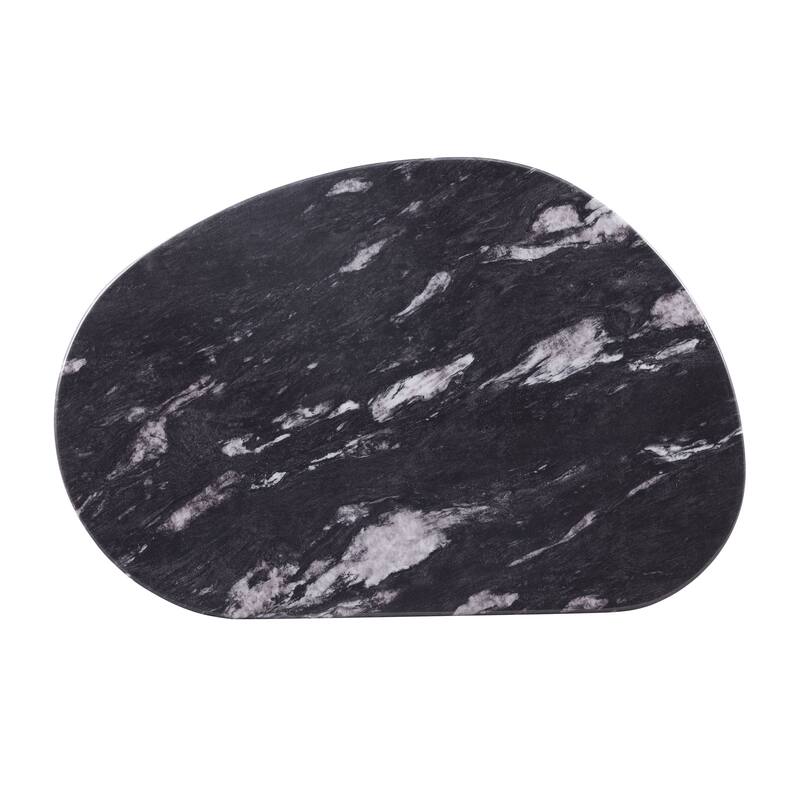 Furniture of America Luvien Modern Grey Sintered Stone Top Oval Coffee Table with Gold Legs