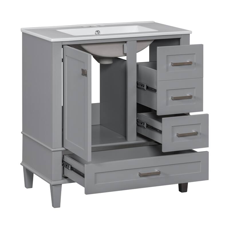 Modern 30" Bathroom Cabinet with Undermount Sink, Freestanding Design, and Ample Storage