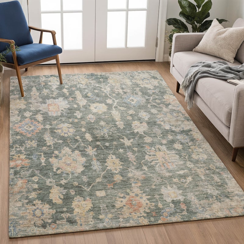 Machine Washable Indoor/ Outdoor Casual Traditional Chantille Rug
