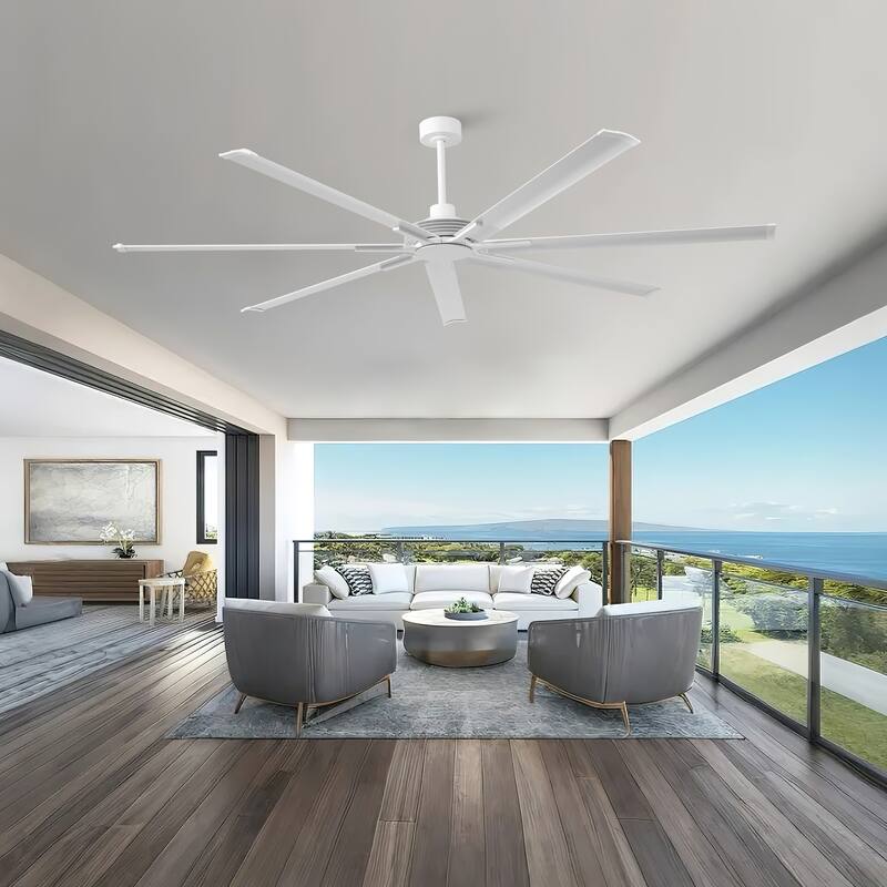 84" Industrial Aluminum Warehouse Black Extra Large Ceiling Fan with Remote
