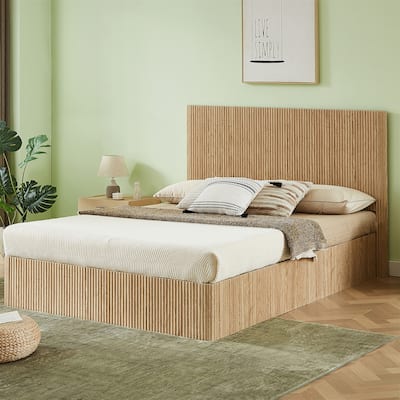 Queen Size Lift Up Wood Storage Bed Frame,No Box Spring Needed
