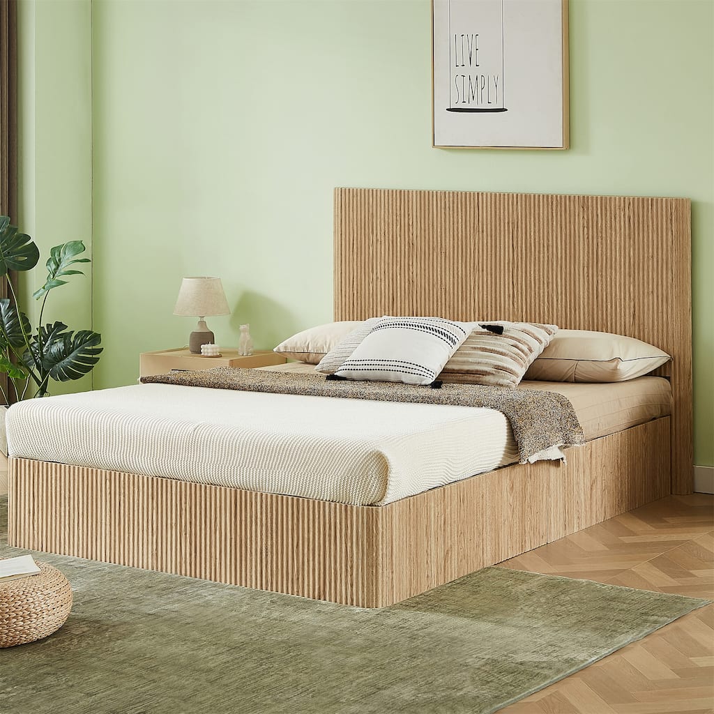 Queen Size Lift Up Wood Storage Bed Frame,No Box Spring Needed