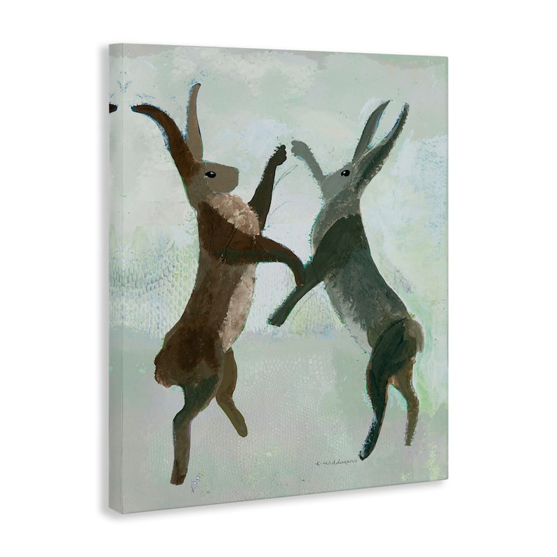 Stupell Boxing Hares in Neutral Tones Canvas Wall Art Design By Kay Widdowson