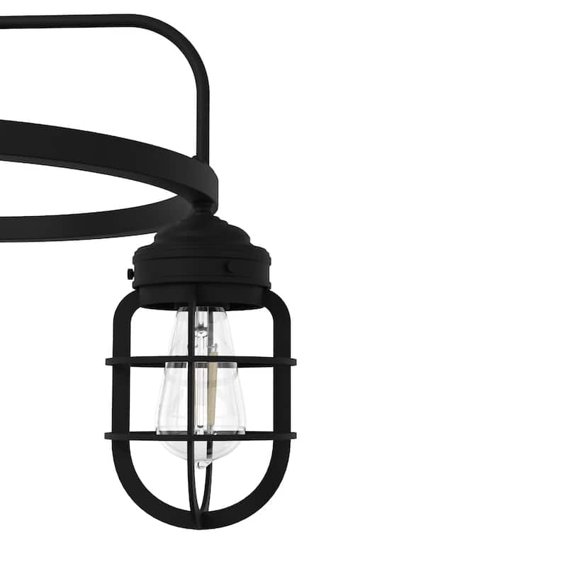 Hunter Starklake 3-Light Chandelier - Kitchen Island, Dining Room, Entry - Industrial, Wheel, Caged, Rustic
