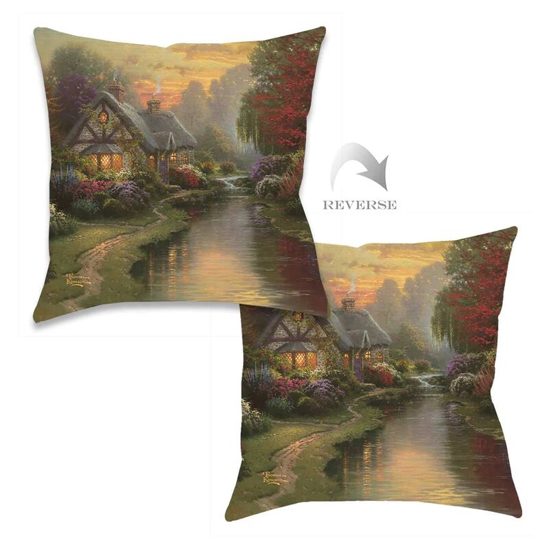 Thomas Kinkade A Quiet Evening Indoor Decorative Pillow by Laural Home