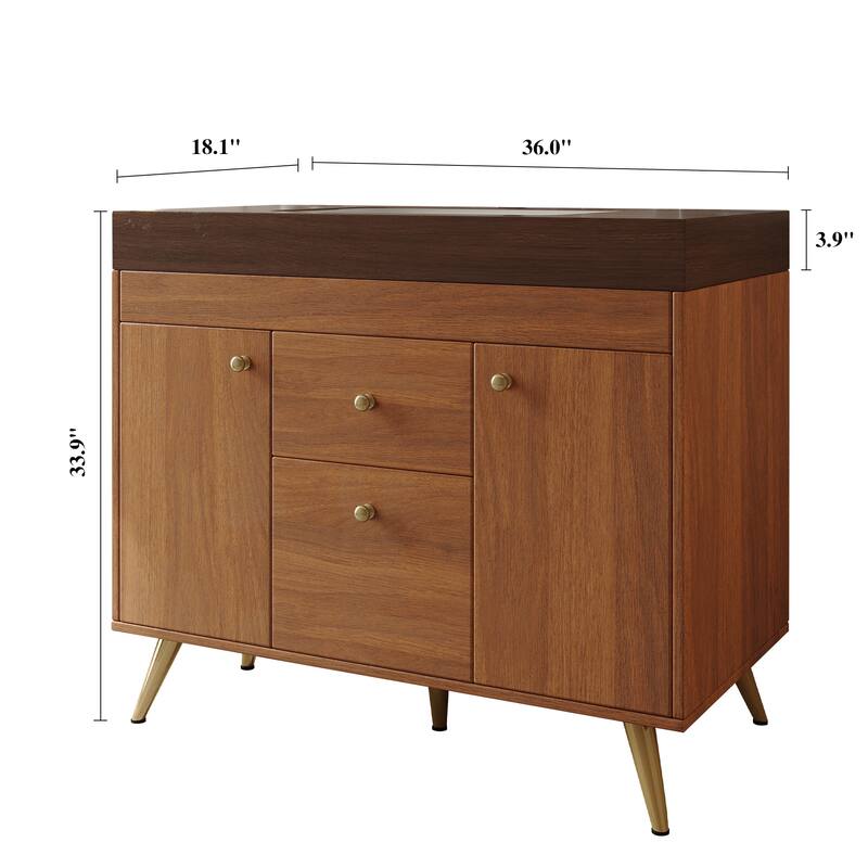 36" Modern Freestanding Bathroom Vanity with Sintered Stone Top & Ceramic Sink, Smart Storage Design & Drawers