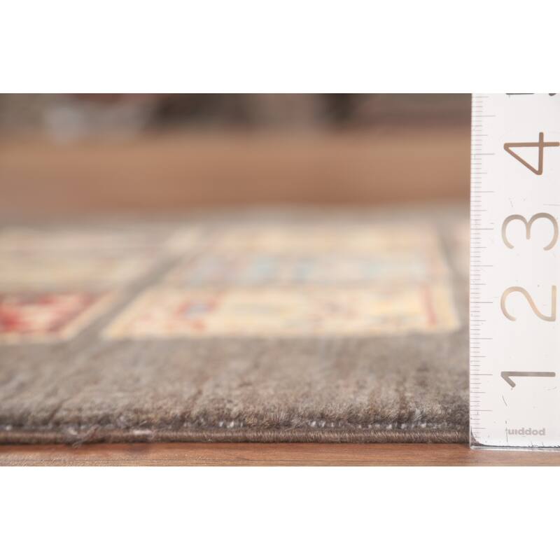 Brown Kazak Accent Rug Handmade Wool Carpet - 2'7" x 4'0"