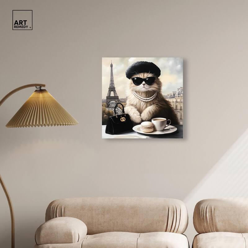 Cat in Paris Treats Canvas by Art Remedy, Gallery Wrapped