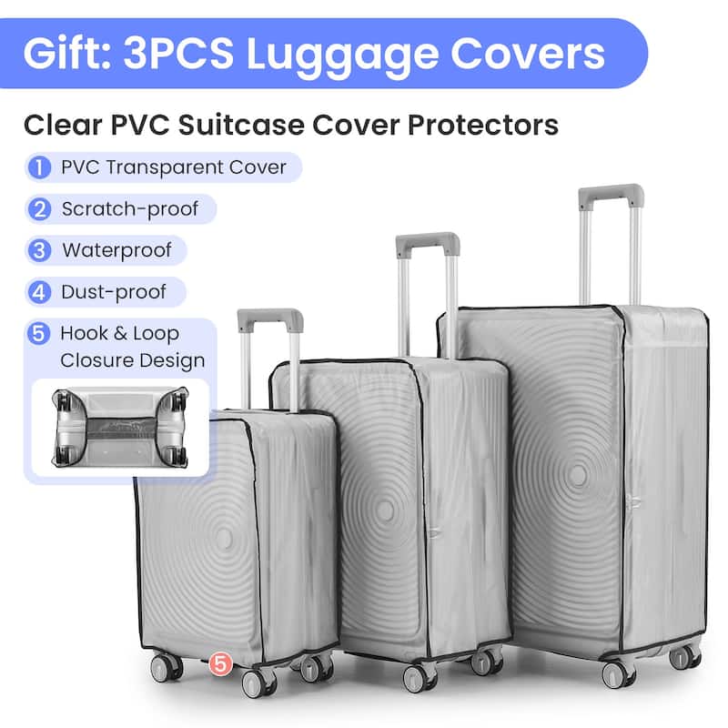 Luggage Sets 3 Piece(20/24/28), Expandable Carry On Luggage with TSA Lock, Front Pocket and Spinner Wheels