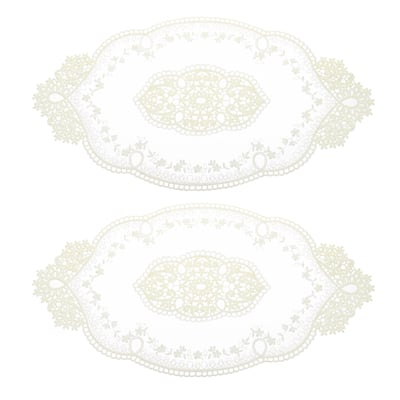 2Pack 11x20in Retro Lace Placemat Oval French Crochet Doilies Coasters