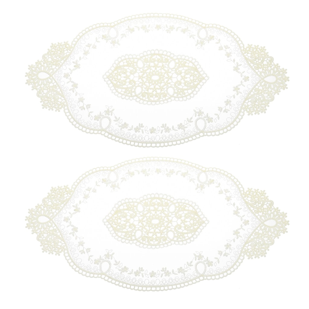 2Pack 11x20in Retro Lace Placemat Oval French Crochet Doilies Coasters